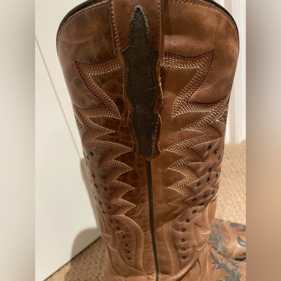 Dan Post Ladies Black and Brown Western Heeled Boots - Picture 2 of 5